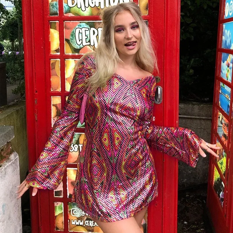 

Spring Summer Fashion New V-neck Long-sleeve Dress Woemn Sexy Casual Party Club Wear Mini Dress Red Clothes 2022