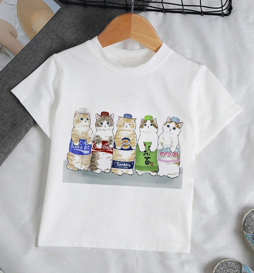 

T-Shirts Girls Clothes Boy Animal Children Shirt Kids Summer Cat Funny Lively 90s Print Cute Funny Baby T Shirts Aesthetic Top