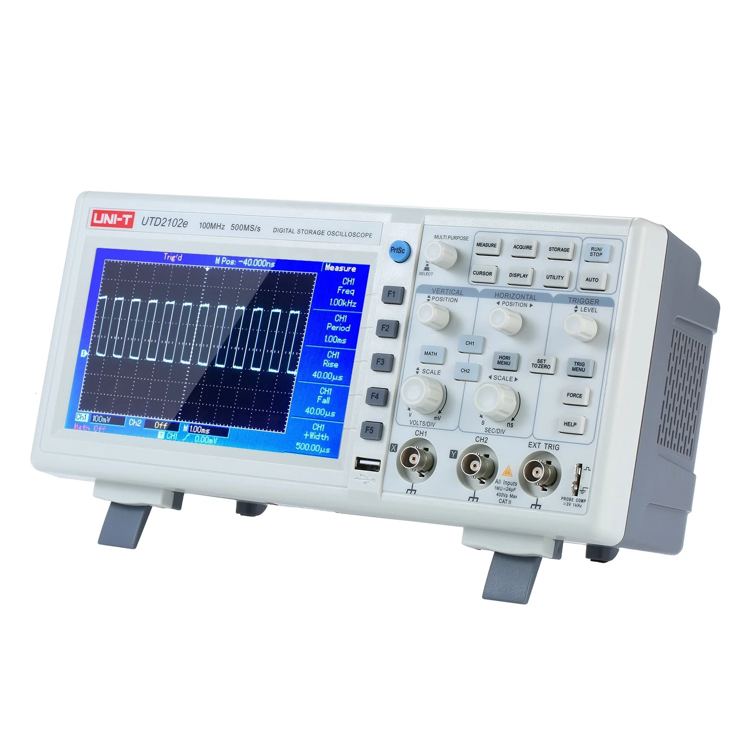 

Newest UNI-T UTD2102e Digital Oscilloscope 100MHz Bandwidth 2 Channels 500Ms/S Storage Portable 7" TFT LCD Hantek Oscilloscope