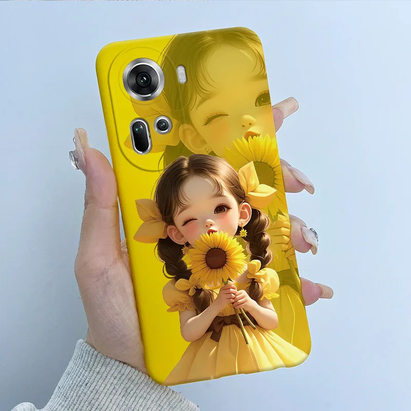 For OPPO Reno 11 Case CPH2599 Reno11 Back Cover Beautiful Flower Cartoon Silicone Soft Funda Pro 5G CPH2607 Capa