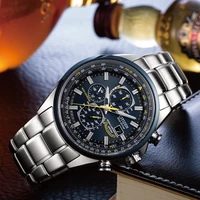 2022 new citizen watch stainless steel quartz mens watch blue dial top leather chronograph reloj hombre montre homme