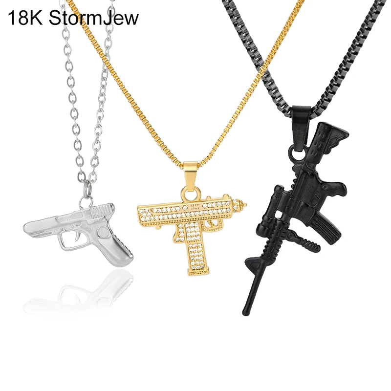 Винтажные стильные ожерелья M4 для женщин и мужчин чокер-пулемет пистолет Uzi