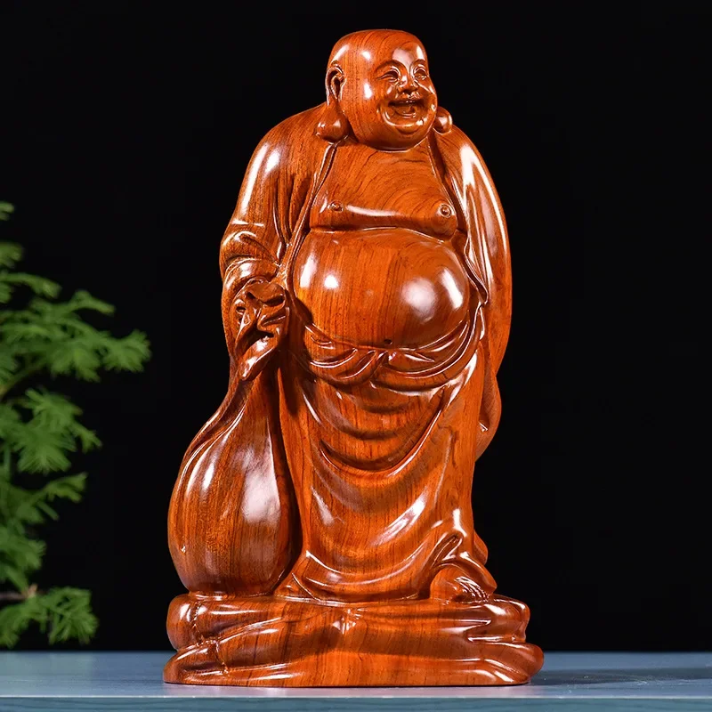 

Фигурка Будды, статуя Будды из смеющегося дерева, резьба по дереву, ретро украшения, креативные китайские Подарки для дома, деревянные поделки