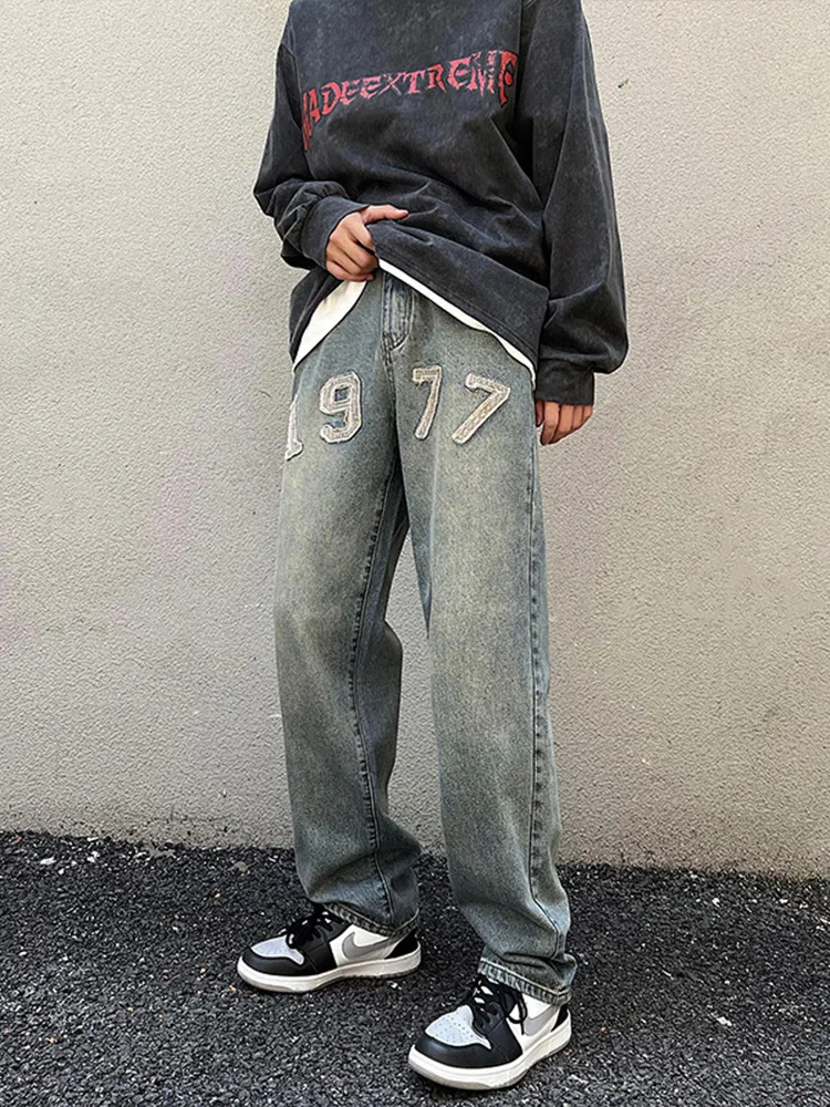 Oversize Distressed Jeans Pants Men Ripped Jeans for Men Y2K Blue Denim Trousers Male Punk Japanese Streetwear Hip Hop Men Jeans