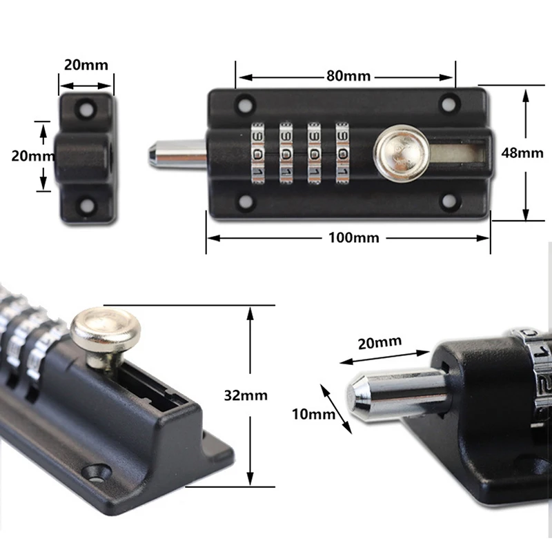 

Combination Locking Bolt,Weatherproof&Burglar Proof 4 Digit Combi Bolt Sliding Door Lock Resettable