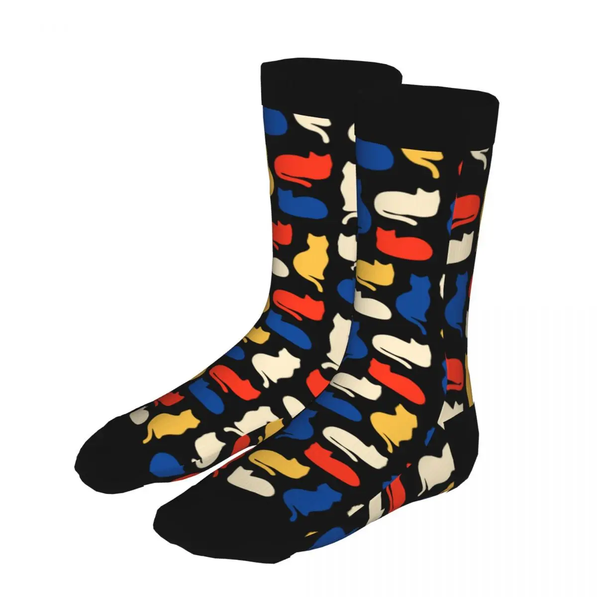 

Color Cat Pattern Thick Contrast Color Socks Men's 90% Polyester Novelty Middle Tube Socks Winter Meme Kitty Feline New Arrival