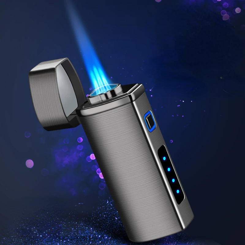 

Three Head Direct Injection Blue Flame Cigar Spotlight Lighter Creative Gas Electric Integrated Electronic Induction Lighter