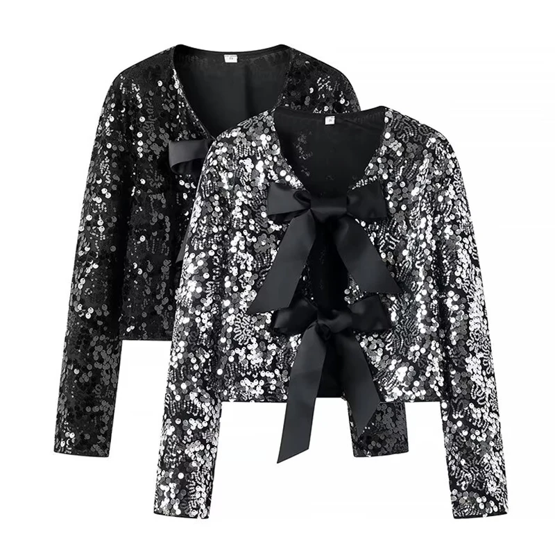 Женская куртка со шнуровкой и бантом