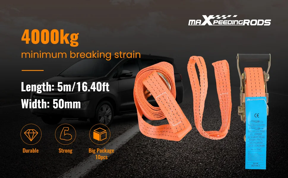 4 шт. × TIE DOWN РЕМЕНЬ ДЛЯ КРЕТЧИКА 38 ММ 2 Т 2000 КГ ТОН 9 М СВЯЗНЫЙ С ГОРЯЗКОЙ