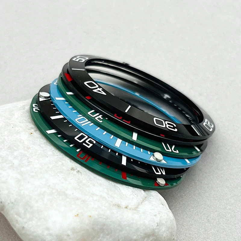 38mm Men's Mechanical Watch Case Sloped Ceramic Bezel Insert Ring Inner Diameter 30.5mm Fits SUB Watch Replace Repair Parts