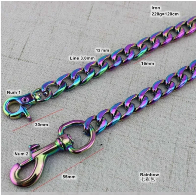 6mm/12mm 60-130cm Metal Chain Straps Purse Bag Chains Handbag Replacement Crossbody Strap Bag Parts Hardware Accessories