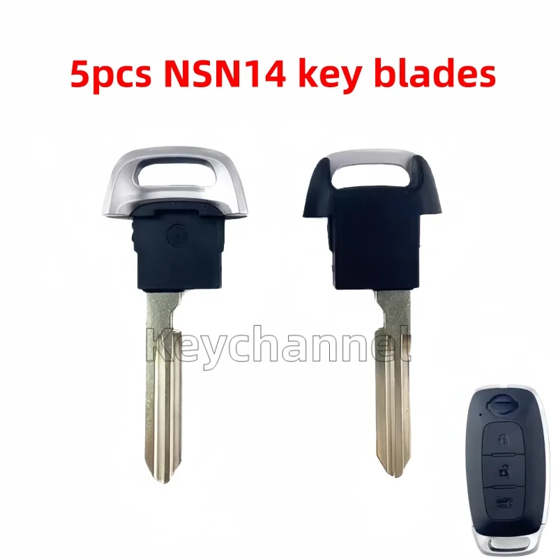 

5 шт., пустой автомобильный смарт-ключ NSN14, лезвие аварийного ключа KR5TXPZ1, головка без ключа для Nissan Versa Pathfinder Rogue Kicks