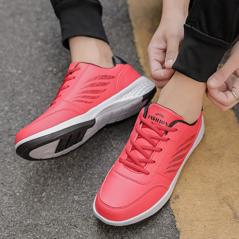 Men PU Leather Casual Shoes Trend Italian Breathable Leisure Male Sneakers Non-slip Footwear Man Vulcanized Shoes