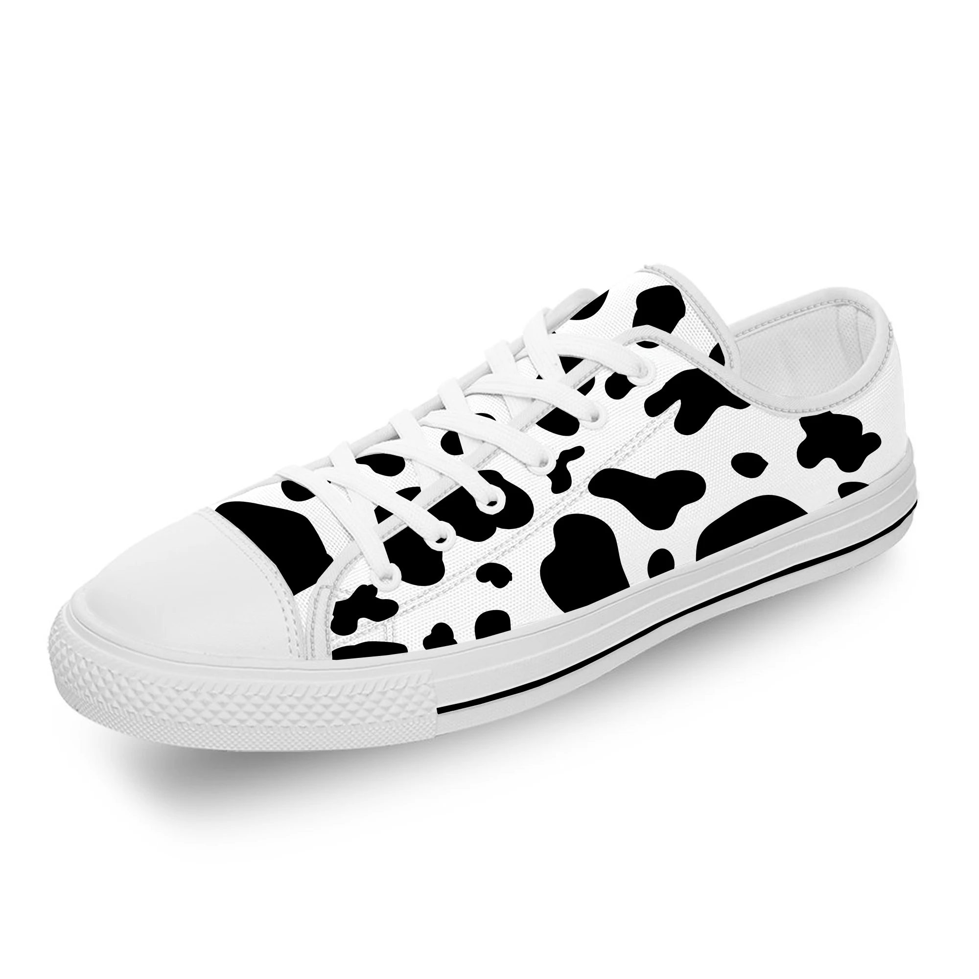 

Cow Print Animal Cute Funny White Cloth Fashion 3D Print Low Top Canvas Shoes Men Women Lightweight Breathable Sneakers