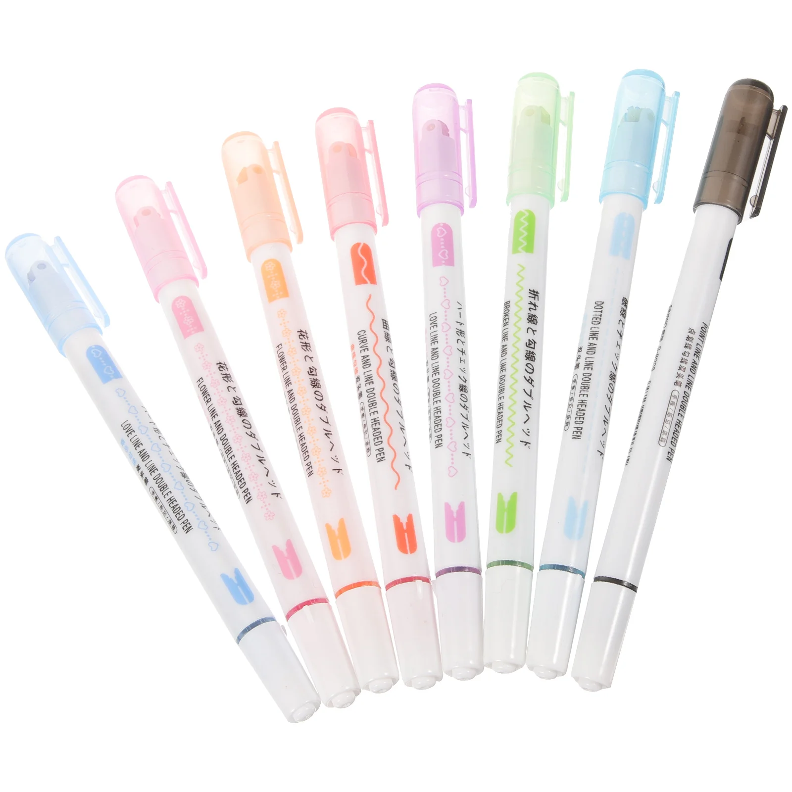 

8 Pcs Highlighters Double Ended Marker Pen Creative Curve Contour Household Pens Color Scrapbook Plastic Accessory Student