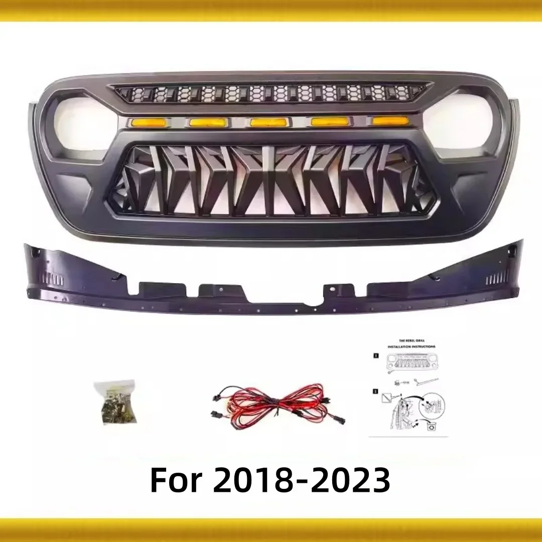 Фото Светодиодная решетка радиатора для Jeep Wrangler JL Renegade 1-го поколения 07-23, модифицированная, с подсветкой, передний бампер, сетка, комплект для тюнинга, автомобильные аксессуары №3