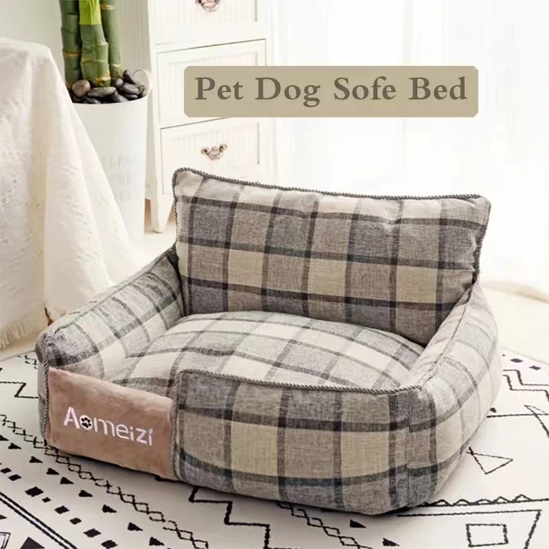 

Square lattice Dog bed Detachable washable Pet Bed cat nest Double-sided usable cotton pad Sleeping Bag For Big Small Cat