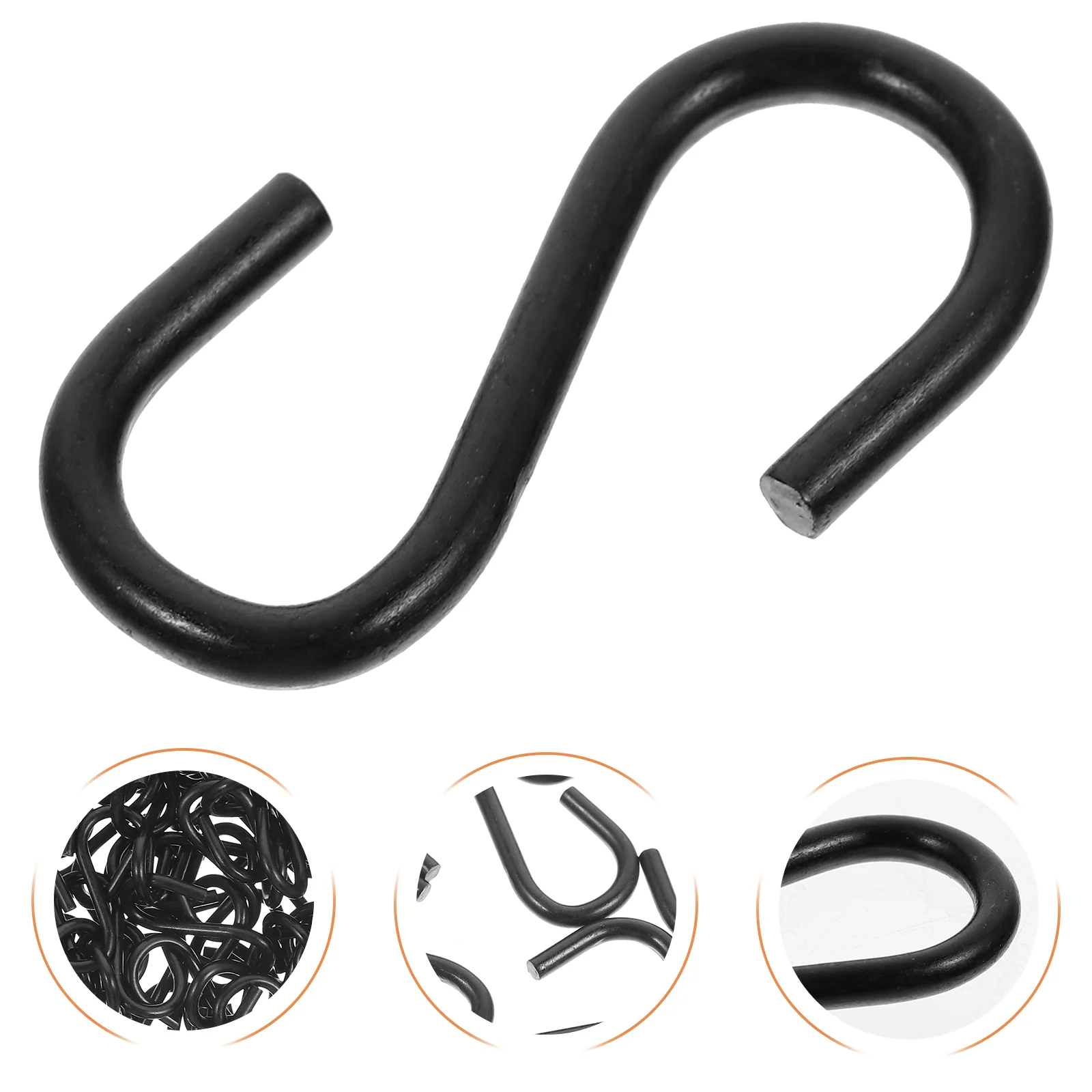 

100 Pcs Mini String Lights Hook Punch Free Hooks Multi-purpose Bacon 2.5X1.5cm Hanging Holder Black Iron Kitchen Towel Coat