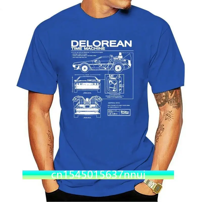 

New Back To The Future Delorean Schematic T Shirt Navy Cool Casual Pride T Shirt Men Unisex 2021 Fashion Tshirt Loose Size 01119