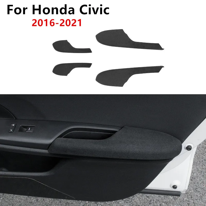 

Рамка для подлокотника двери для Honda Civic 10, 2016, 2017, 2018, 2019, 2020, внутренняя дверь автомобиля, фоторамка из искусственной кожи