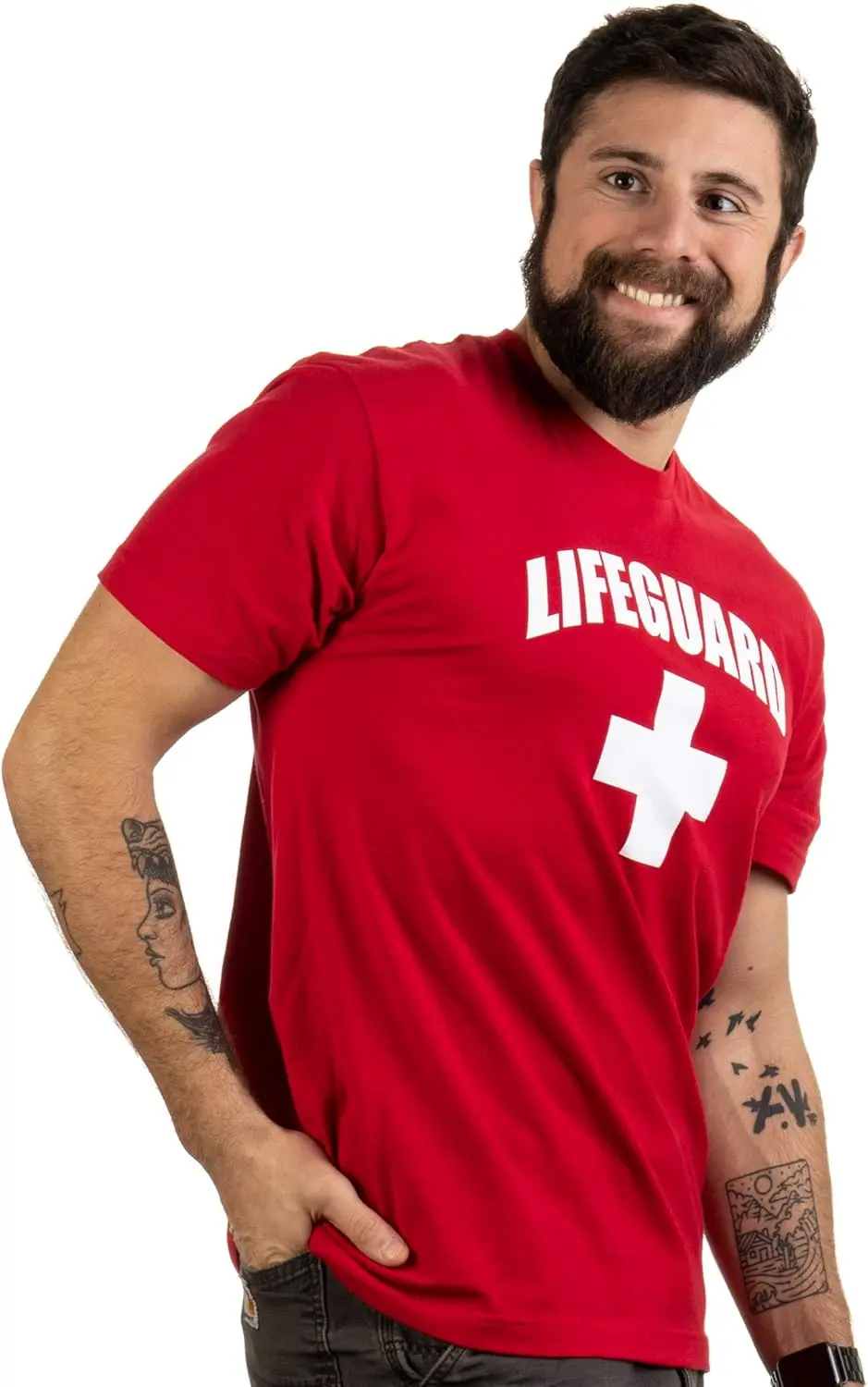 Фото Футболка Ann Arbor T-shirt Co. Lifeguard - красная, унисекс, для спасателей, униформа, костюм, футболка для мужчин и женщин №4