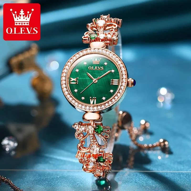 OLEVS Casual Fashion Quartz Womens Watches Trend Ladies Watch Slim Dial Design Diamond 2023 New Women Clock 30M Waterproof 9958