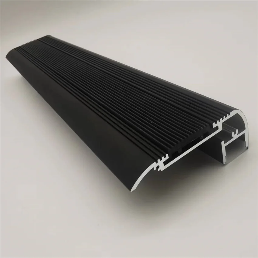 

2M/PCS silver and black aluminium profile for led strip stair nosing profile led step alu profile aluminium stair light channel