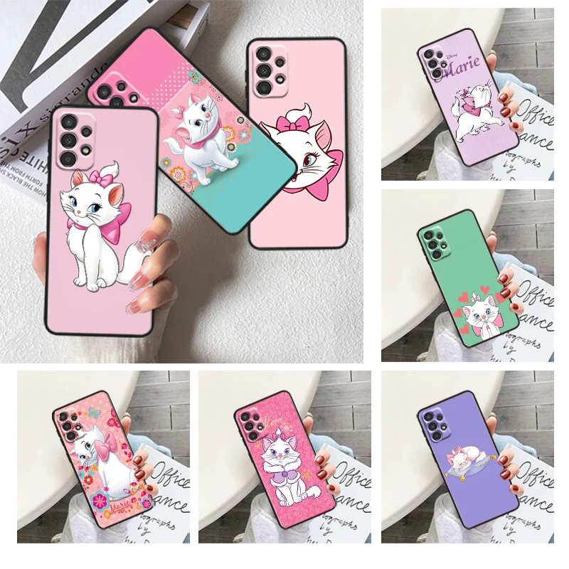 

Cute Marie Cat For Samsung A91 A81 A73 A72 A71 A54 A53 A52S A51 A42 A41 A34 A33 A21 A31 A23 lite Black Cover