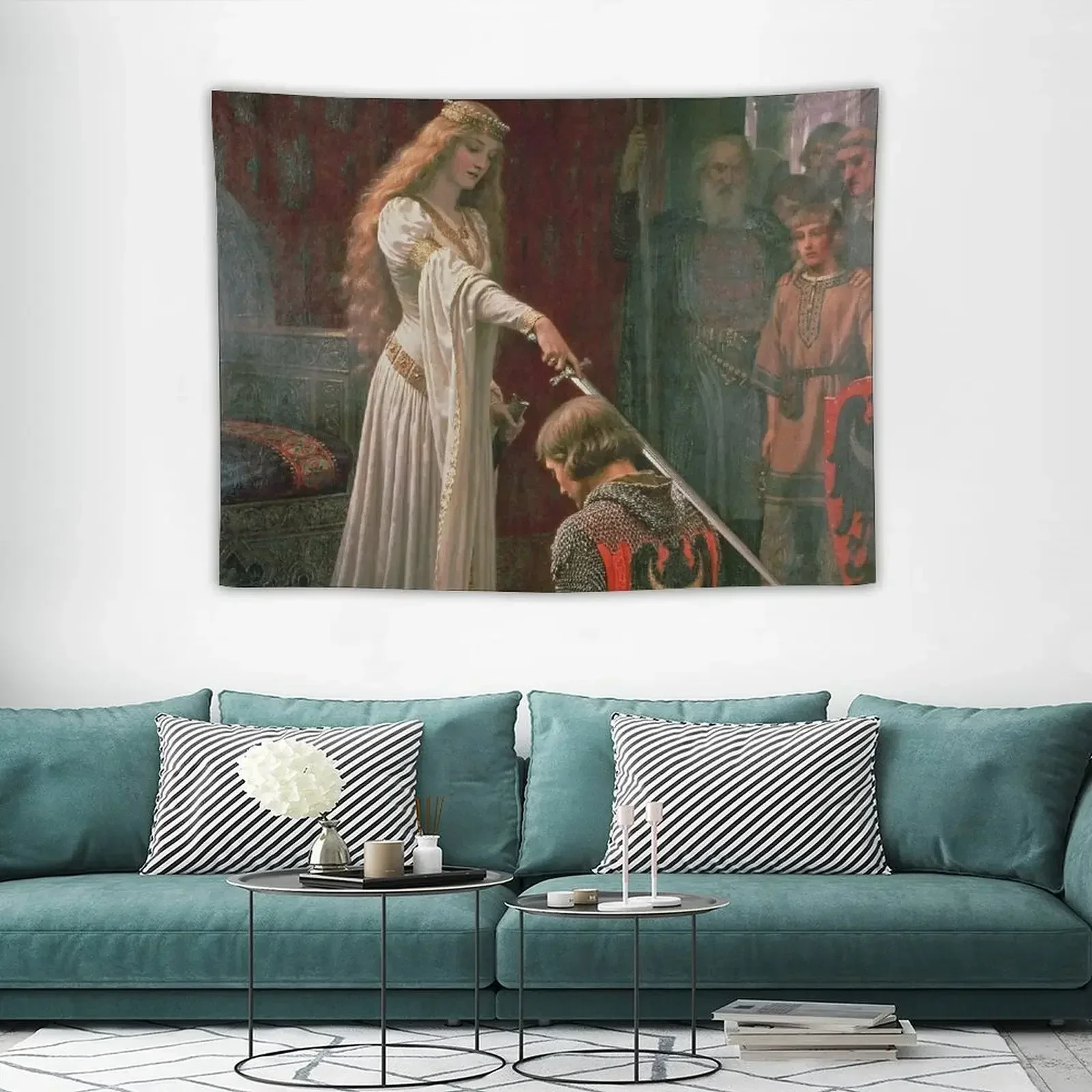 Accolade от Edmund Blair Leighton Средневековый рыцарский меч и леди Оригинальная картина HD