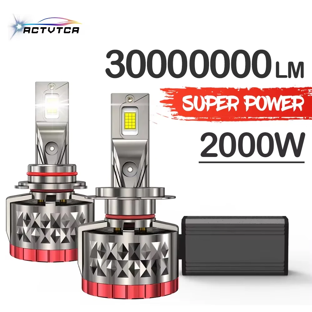 

ACTVTCA H4 H7 Светодиодная фара 2000 Вт 6000K H8 H9 H11 9005 9006 HB3 HB4 Canbus Двойная медная трубка Лампа 12 В 24 В Автомобильный свет