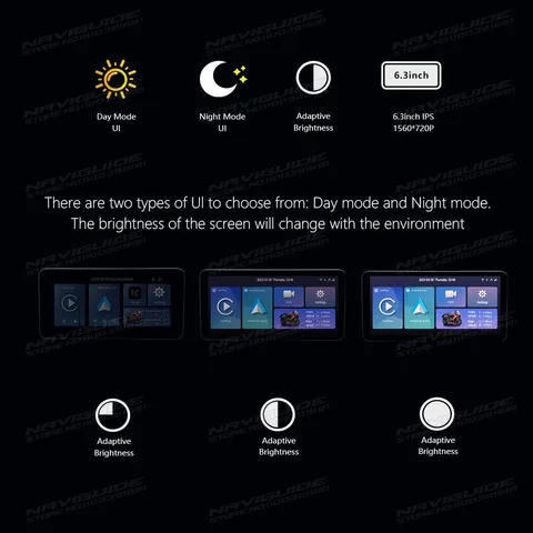 NAVIGUIDE L300 6,3 ''Linux carplay беспроводной мотоцикл CarPlay и Android Авто Портативный мото ЖК-дисплей IPX7 WiFi 1560*720 BT 5,0