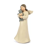 new resin embellishments cute angel with cat holding cat statue cat angel figurine cat lover gifts for women and girl miniature