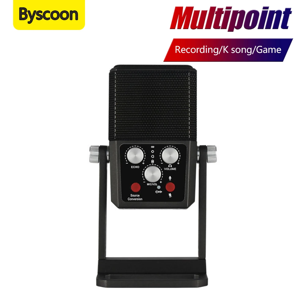 

USB-микрофон Byscoon, настольный конденсаторный микрофон, монитор шумоподавления, RGB, игровой профессиональный микрофон с эффектом освещения