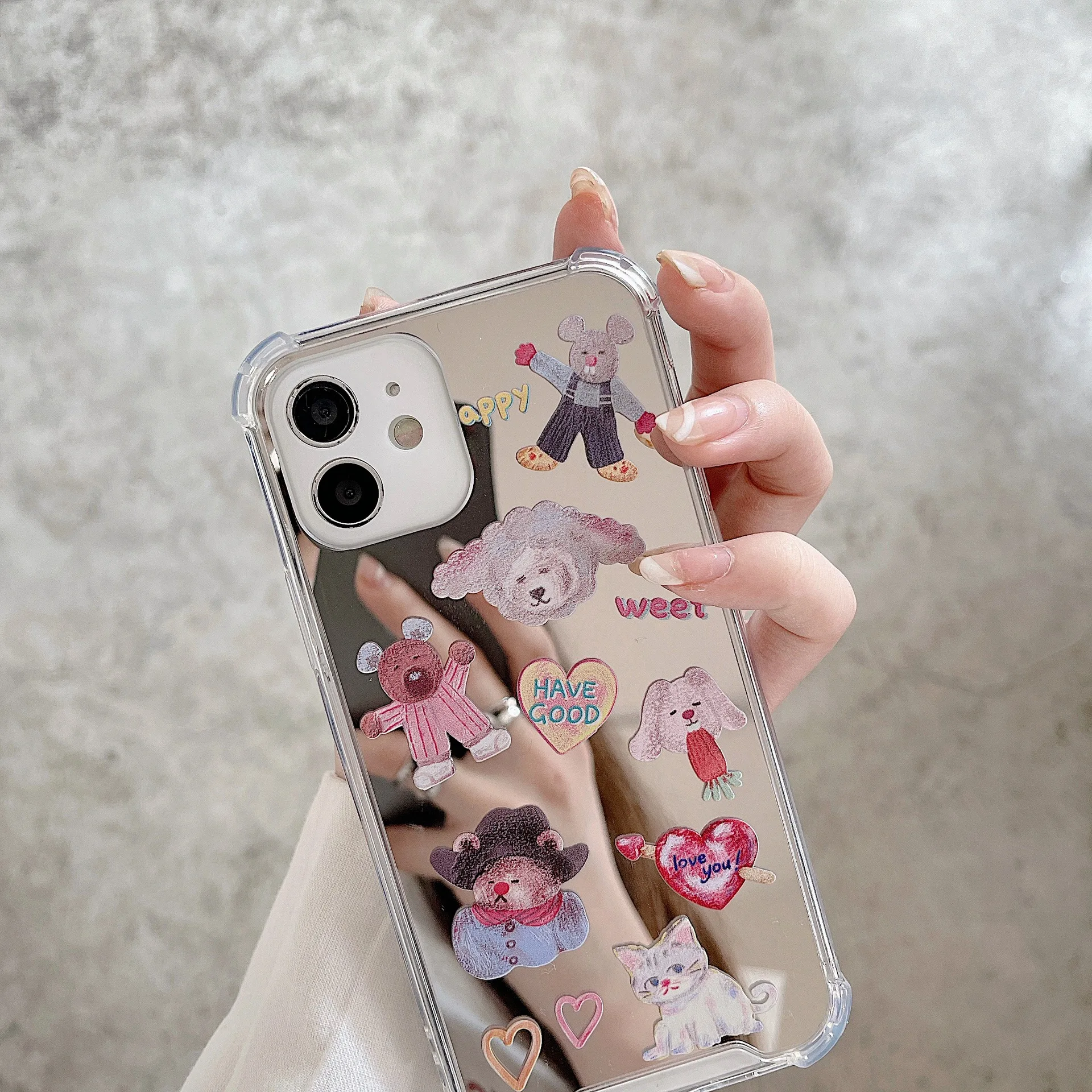 

Cartoon Animal Mirror Phone Case For iPhone 14 12 13 11 8 7 6 Plus Pro MAX XR X XS Mini Soft Silicone Shockproof Bumper Cover