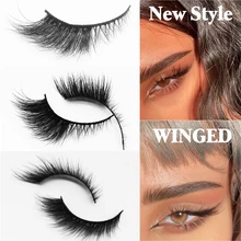 New Handmade Mink Eyelashes 3D Curl Winged Natural Realistic Messy End Eye Elongated Thick False Eyelashes Soft Fake Eyelashes