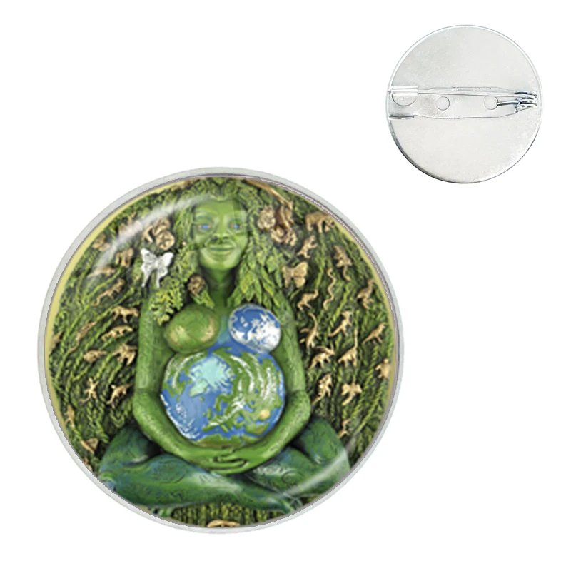 Земля Зеленый Значок Гейя тысячелетия Броши Стеклянный купол Мать Богиня