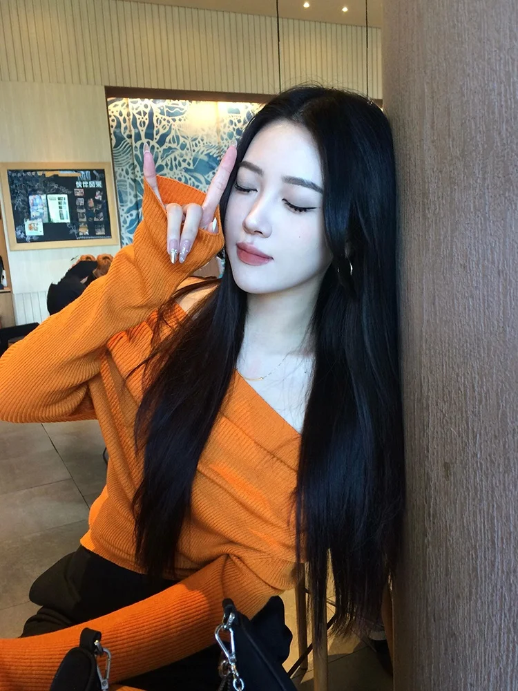 Плюс размер 27 Onlinestore сладкий и пряный вязаный топ с открытыми плечами элегантный