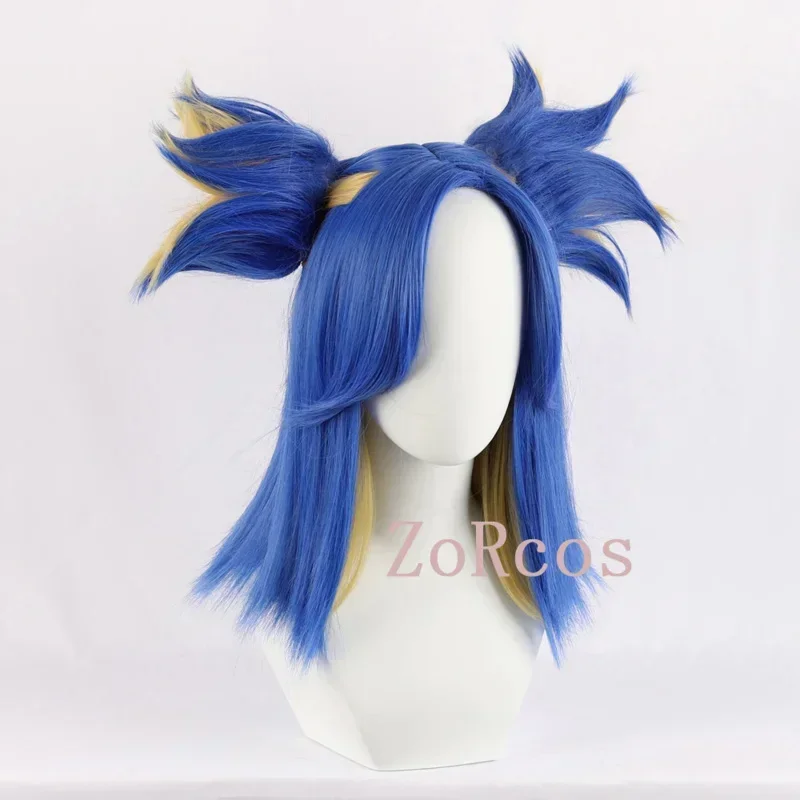 Game Valorant Неоновый парик для косплея Короткие синие парики Термостойкие