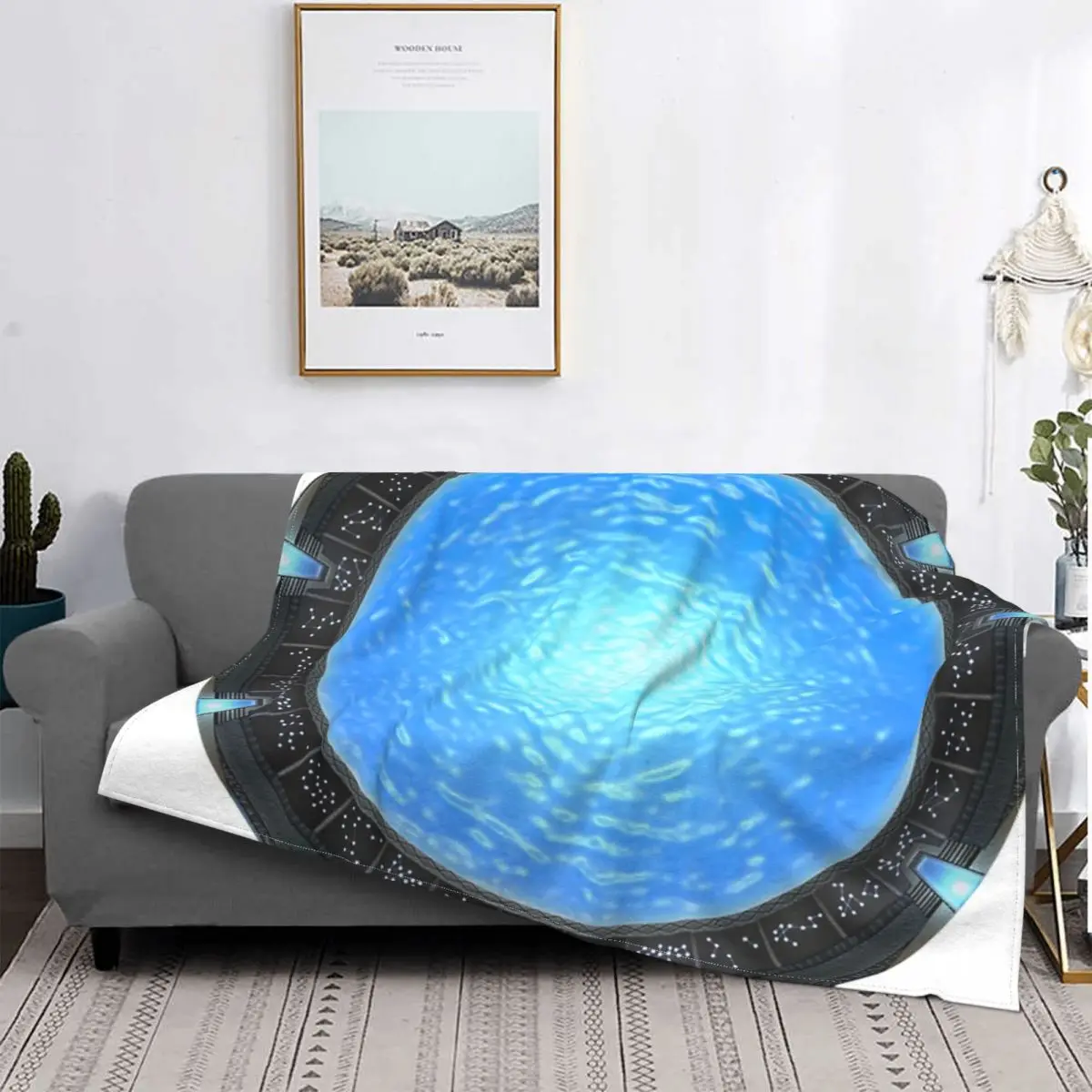 

Stargate Atlantis-Manta de agujero de gusano para bebé, colcha a cuadros para cama, toalla de playa, Kawaii