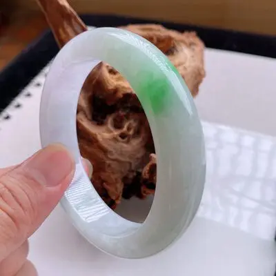 

Zheru ювелирные изделия натуральный зеленый двухцветный браслет из Мьянмы из нефрита 54 мм-62 мм браслет принцесса ювелирные изделия браслет по...