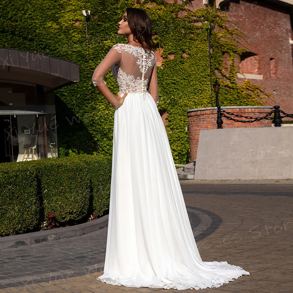 Современное изящное ТРАПЕЦИЕВИДНОЕ женское свадебное платье с кружевной