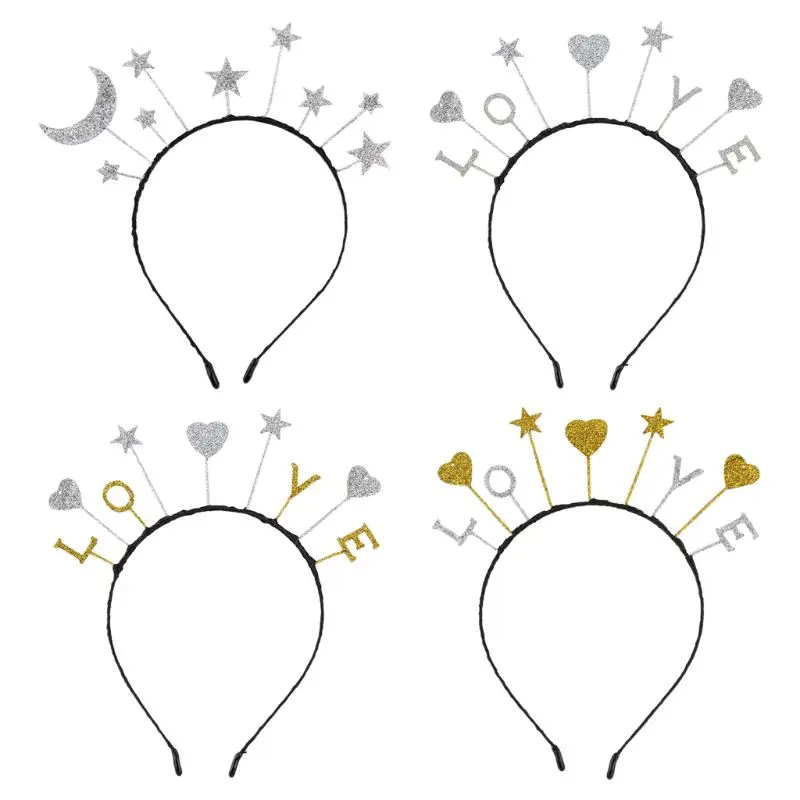 

Cute Star Moon Headband Glitter Alloy Headwear Princess Crown Hairband Fashion Hair Accessories Gift for Women Girls