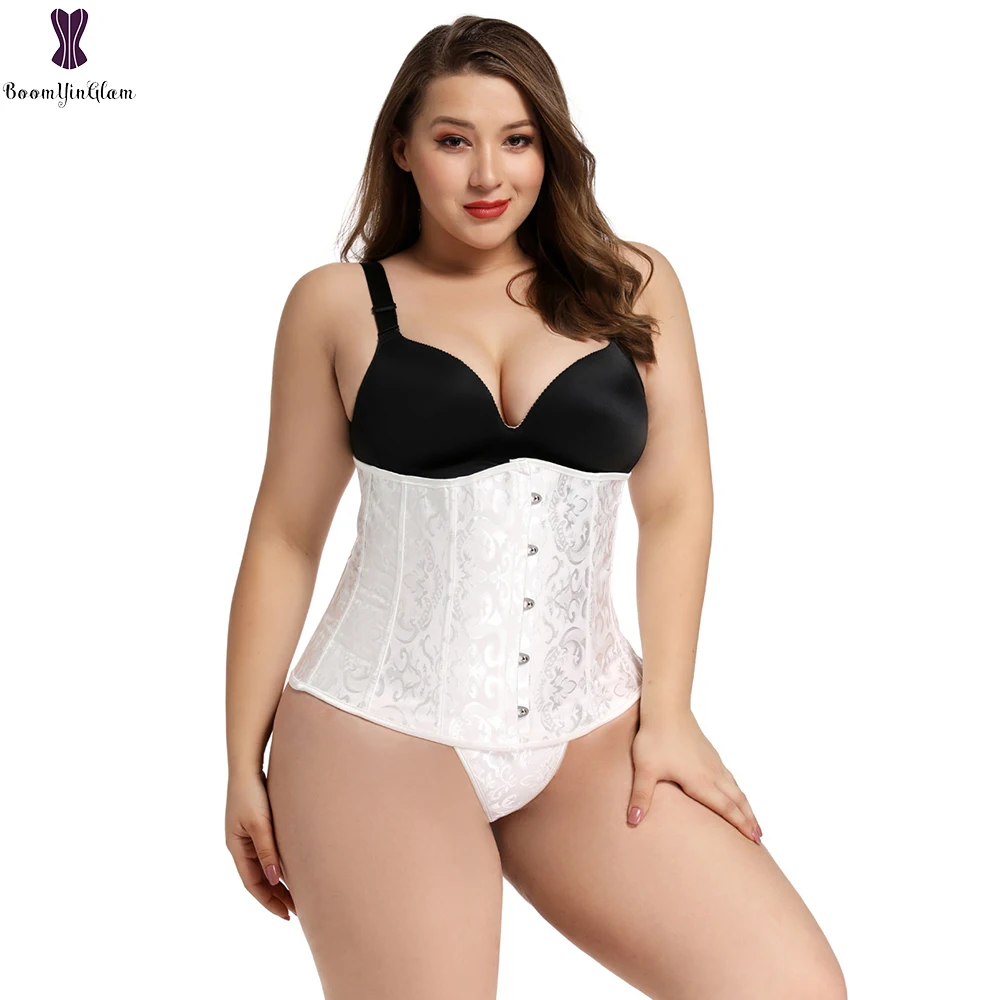 

Plus Size Underbust Corset Brocade Jacquard Corselet Waist Bustier Cincher Shaper Korset