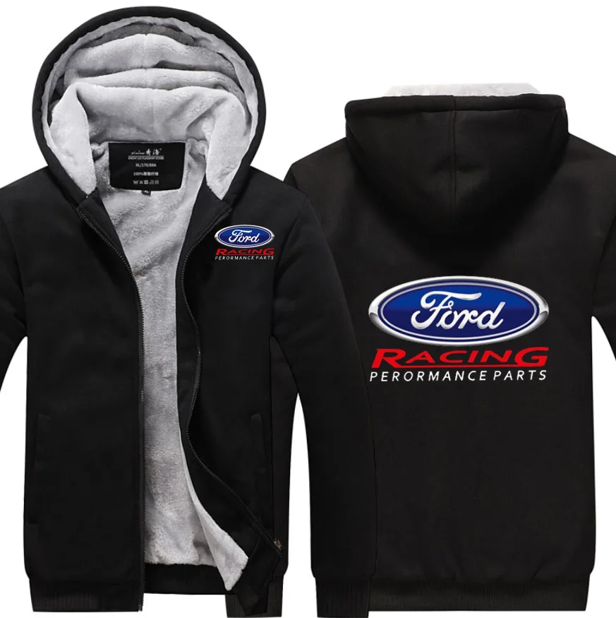 

2022 NEW winter printed FORD car logo thickened casual coat men's zipper men's Plush coat