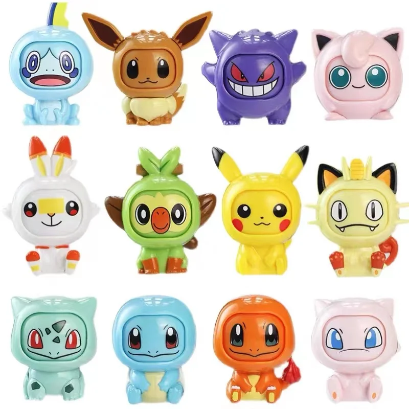

New Pokemon Face Movable Change Doll Pikachu Charmander Action Balls Model Eevee Anime Figure Children's Birthday Gift