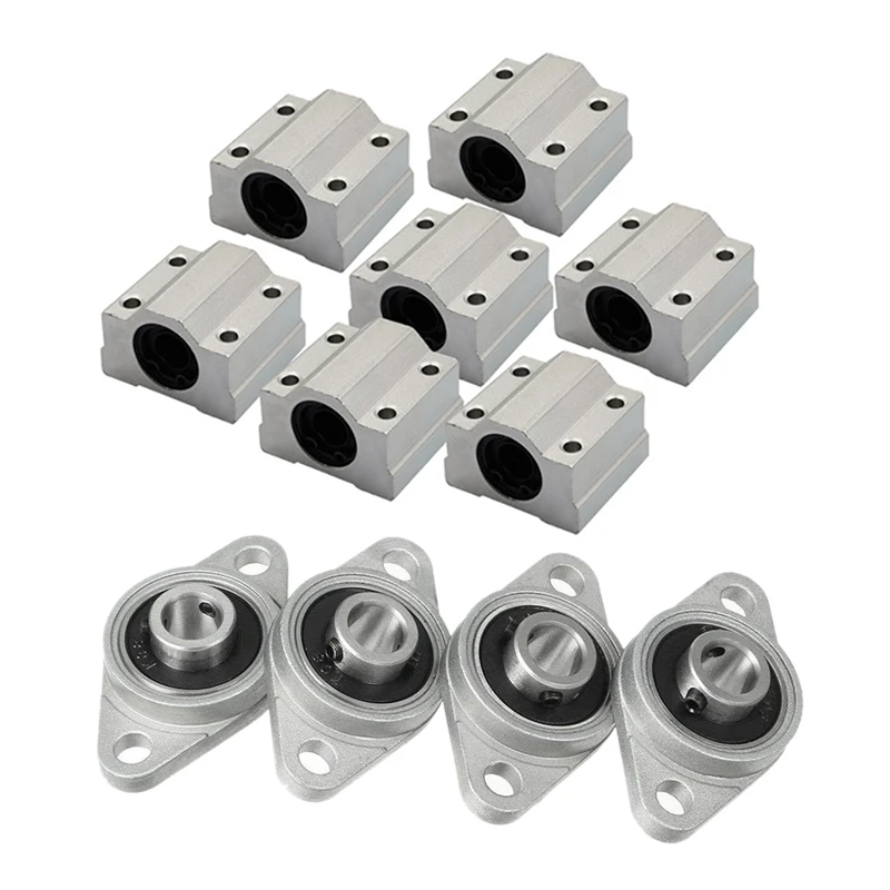 

8Pcs Sc8uu Scs8uu 8Mm Linear Motion Ball Bearing Slide Block Bushing Linear Shaft & 4Pcs Kfl08 Pillow Block Bearing 8Mm Bore Dia