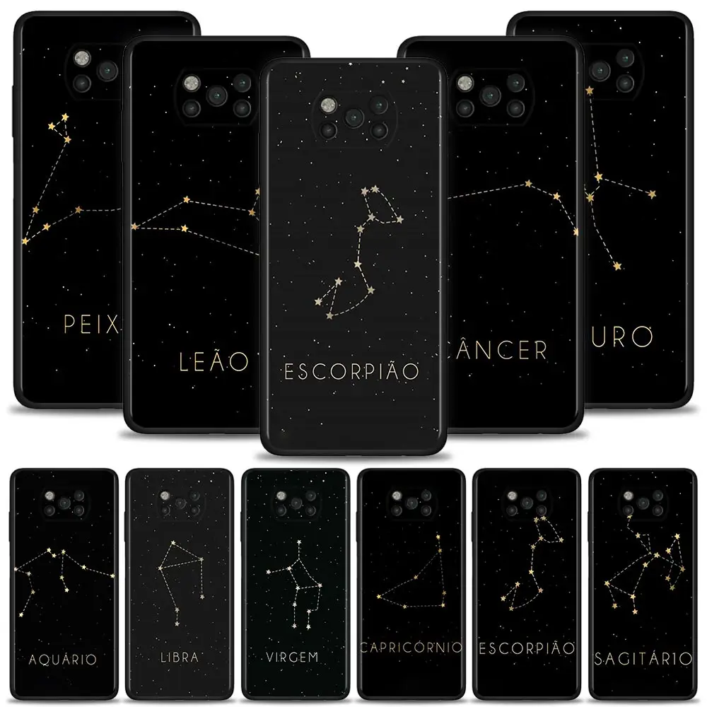 

Celular For Xiaomi Poco X3 X4 NFC M3 M4 Pro F3 GT F1 5G MI 11 Lite 12 11T 10T Note 10 Phone Case Twelve Constellations Gold Star