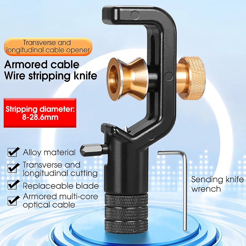 Armored Wire Stripper Optical Cable Slitter Fiber Optic Stripping Tool Jacket Slitter Sheath Cutter 4-10mm & 8-28.6mm