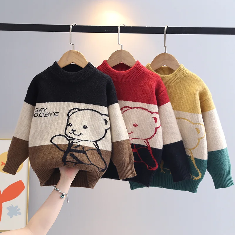 

Трикотажные свитера для мальчиков на осень и зиму, детские шерстяные свитеры, одежда для маленьких девочек от 3 до 8 лет, версии