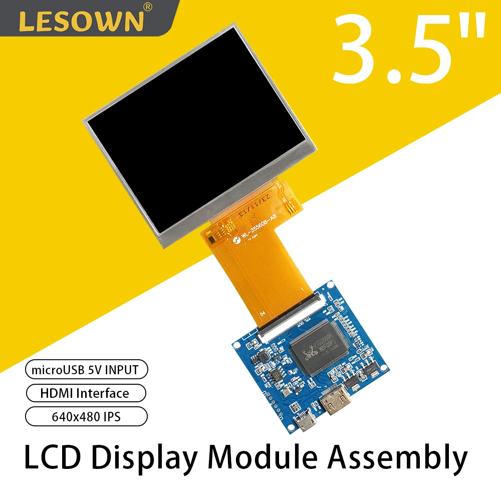 3 5 дюймовый ЖК-дисплей LESOWN IPS-экран 640x480 полный угол обзора мини-HDMI дисплей для